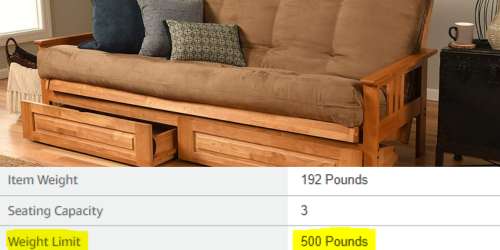 Large size or queen-size futon weight limit, how much weight can a futon hold